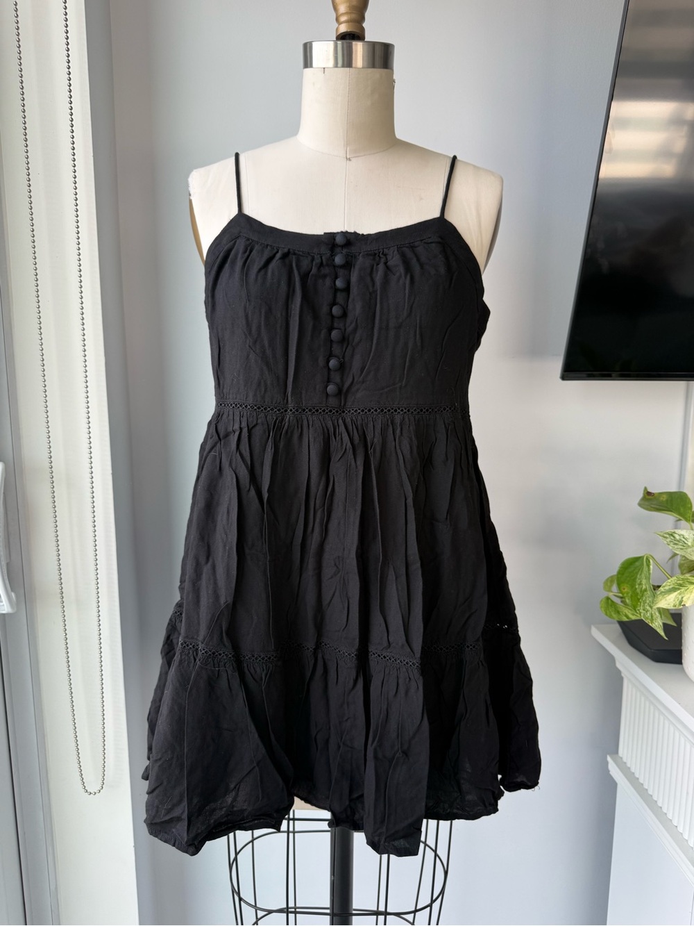 Urban Outfitters Black Spaghetti-Strap Mini Dress